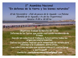 Afiche Segunda Asamblea Nacional contra la Megaminería en Uruguay en La Paloma