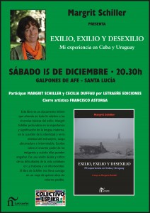 Afiche Presentacion de Exilio Exilio Desexilio en Santa Lucía el 15-12-12
